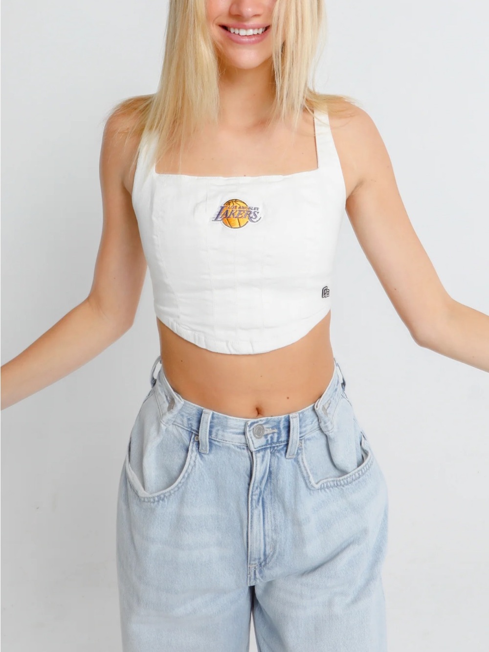 White Cropped Tank Top Lakers